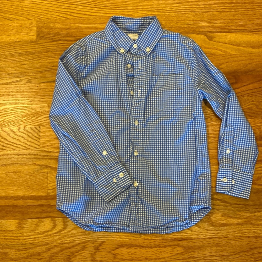 Blue and white checked Crew Cuts button down